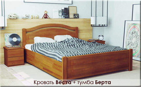 Кровать деревянная в интерьере